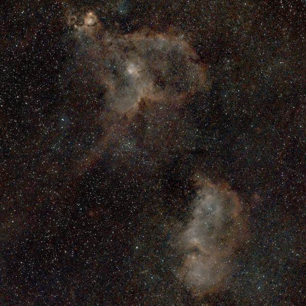 135mm Heart and Soul Nebulae Image with an Unmodified Camera on the Gamma Tracker